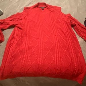 Reddish pink Ashley Stewart Cold Shoulder Sweater